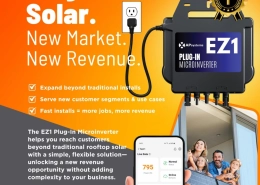 unnamed 13 - APsystems USA | The global leader in multi-platform MLPE technology - APsystems USA | The global leader in multi-platform MLPE technology APsystems EZ1 plug-in microinverter ad on an orange background with a Discover EZ1 CTA button.
